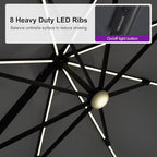 PURPLE LEAF 10 Feet Patio Umbrella Outdoor Cantilever Solar Powered LED Swivel Square Umbrella Aluminum Offset Umbrella with 360-degree Rotation for Garden Deck Pool Patio Light Grey