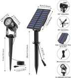 T-SUNUS Christmas Solar Landscape Spotlights Warm White 3000K Metal Lights, Garden Spot Light IP65 Waterproof 9.8ft Cable, 2000mAh Separated Panel, Auto On/Off for Halloween Tree Flag Driveway Pathway