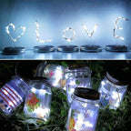 Solar String Lights for Mason Jar Lids, 8 Pack, Cold White Copper Wire