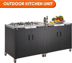 Gas Grill, Movable Outdoor Gas Stove Stainless Steel Top with Cabinet, 5 Burners with 36,200 BTUs, Outdoor Propane Grill for Outdoor Cooking, Ideal for Lawn & Garden, L35.4 x W24