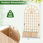 Giantex Wooden Raised Garden Bed with Arched Trellis, 71” Fir Wood Outdoor Elevated Planter Box Privacy Screen with Drainage Holes, Vertical Garden Bed for Climbing Plants, Patio Balcony Backyard