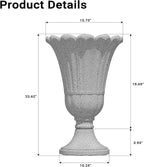 23" Tall Planters for Outdoor Plants Set of 2, Planter with Drainage Holes and Petal Design, Large Outdoor Planters for Porch, Garden, Indoor, Grey