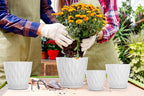 4/4.5/5/5.5/6/6.5/7 Inch Plant Pots,7 Pack Flower Pots with Drainage Holes and Trays,Plastic Planters for Indoor Outdoor Plants Growth,White