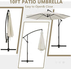 VECELO 10ft Offset Patio Umbrella, Cantilever Umbrella, Hanging Outdoor Umbrellas with 8 Ribs, Market Umbrella w/UV Protection Waterproof for Market/Backyard/Pool/Garden/Lawn, Handy Crank&Cross Base