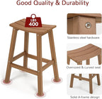 All-Weather Bar Stools Set of 2, 28" Height Outdoor Barstools with 400 lbs Weight Capacity, Looks Like Real Wood, for Bar, Kitchen Counter, Pool, and Patio, Teak