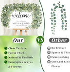 Artificial Eucalyptus Garland with White Blooms, 2 Pieces, 6 Ft Long