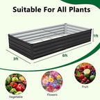 3 Pack 6x3x1FT Galvanized Raised Garden Beds Kit Outdoor Metal Gardening Planter Box for Vegetable Elevated Flower Herbs,Black