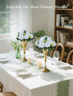 Artificial Flowers White Silk Rose Ball Centerpieces with Plastic Base