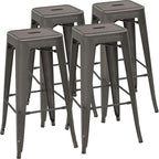 Devoko Metal Bar Stools 30" Indoor Outdoor Stackable Barstools Modern Style Industrial Vintage Counter Bar Stools Set of 4 (30 inch, Gun)