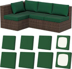 Cushion Covers 8 Pack, Stretch Fit Dark Green Outdoor Patio Slipcovers
