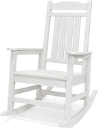 SERWALL Oversized Outdoor Rocking Chair, All-Weather Patio Rocking Chair, HDPE Porch Rocker for Adults, White