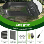 A ANLEOLIFE 6X2X1.5 ft Galvanized Raised Garden Beds Outdoor, Oval Round Metal Planter Box for Planting Vegetables Flowers Herb, Anti-Rust & Easy-Setup, Quartz Grey