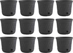 Suncast 12 Pack 14" x 12" Round Resin Decorative Weatherproof Outdoor Hideaway Standard Garden Hose Storage Pot with Drainage Holes, Gray