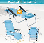 ABORON Tanning Chair with Face Hole, 5-Position Adjustable Reclining Beach Lounge Chair, Folding Face Down Sun Lounger for Beach, Poolside, Patio, Lawn, Home(Sky Blue)