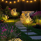 JOBOSI Solar Moon Butterfly Decorative Gift, Solar Butterfly Ground Stake Light, Mother's Day Gift,Gifts for Women Grandmother, Garden Lawn Decor Christmas & New Year Gift