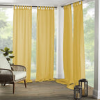 Elrene Home Fashions Matine Weatherproof Tab-Top Indoor/Outdoor Solid Color Curtain Panel for Porch, Pergola, Patio, Deck, 52”W x 95”L, Yellow