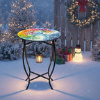 Fashion&cool Outdoor Side Tables, 14" Round Patio Side Table, Weather Resistant Metal End Table Side Table for Patio Yard Porch Balcony Garden Bedside, Plant Stand for Indoor Outdoor