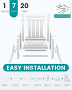 SERWALL HDPE Outdoor Rocking Chair Set of 6, Patio Rocking Chairs for Adults, All Weather Outdoor Rockers for Lawn, White