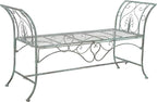 SAFAVIEH Outdoor Collection Adina Victorian Antique Dark Green Wrought Iron 51-inch Wide Garden Bench