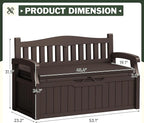 Flamaker 80 Gallon Storage Bench with Cushions Outdoor Indoor, Durable All-Weather Seating with Hidden Storage, Lockable Deck Box for Garden, Patio, Poolside (Brown)