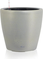 Dexceder 13x12 Self Watering Planter with Wheels Indoor Outdoor, Inner Pot Design, Thickened Large Floor Standing Flower Plant Pot with Water Level Indicator (Grey Gold Crackle)