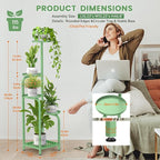 TOSKING 5 Tier Tall Plant Stand Indoor Outdoor, Heavy Duty Corner Shelf for Plants & Decor, Space Saving 3.9FT Metal Flower Pot Stand for Balcony, Garden, Living Room, Patio( Sage Green, 5Tier SQ Base)