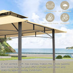 AECOJOY 8' x 5' Outdoor Grill Gazebo Canopy, BBQ Canopy for Outdoor Grill, 2- Tier BBQ Gazebo Shelter for Patio, Backyard and More (Beige)