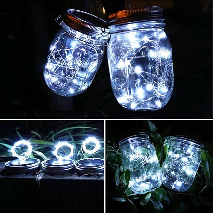 String Lights for Mason Jars, 12 Pack, 30 LED Solar Lid Lights