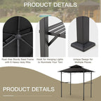 AECOJOY 8' x 5' Outdoor Grill Gazebo, BBQ Canopy for Outdoor Grill, 2- Tier BBQ Grill Gazebo Shelter for Patio, Backyard and More (Black)