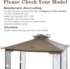 SCOCANOPY Replacement Gazebo Canopy for 10 x 12 Regency II Patio Gazebo Model L-GZ798PST,L-GZ798PST-E,A111014400,A101004104,A101004105 (Khaki)
