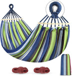 MOSFiATA Hammocks Portable Camping Hammock Upgraded 550lb Comfortable Fabric Hammock with Two Anti Roll Balance Beam and Sturdy Tree Straps for Camping, Patio, Backyard, Outdoor （Light Green）