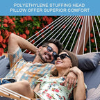 Lazy Daze Hammocks 12 FT Double Quilted Fabric Hammock with Spreader Bar and Detachable Pillow, 2 Person Double for Outside Patio Poolside Backyard Beach, 450lbs Capacity, Gray