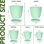 Utopia Home - Plant Pots Indoor with Drainage - 7/6.6/6/5.3/4.8 Inches Home Decor Flower Pots - Plastic Planters for Indoor Plants, Cactus, Succulents Pot (Mint, Pack of 10)