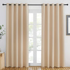 NICETOWN Blackout Curtains for Windows 84 inch Long - Window Treatment Thermal Insulated Solid Grommet Room Darkening Drapes for Bedroom/Living Room (Biscotti Beige, 1 Panel, W66 x L84)