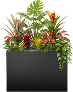 Metal Rectangular Planter Box, Large Planter Boxes Outdoor, 37''L x 13''W x 26''H Heavy Duty Plant Box with Removable Insert Shelf, 3 Tier Adjustable Height Tall Garden Planter for Plants, Flowers