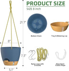 ZMTECH Hanging Planter 8 Inch, 2 Pack Hanging Baskets for Plants Indoor, Hanging Flower Pots with Drainage Hole, Visual Reservoir & Plant Hangers for Outdoor Garden Home Decor