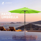 JEAREY 9FT Outdoor Patio Umbrella Outdoor Table Umbrella with Push Button Tilt and Crank, Market Umbrella 8 Sturdy Ribs UV Protection Waterproof for Garden, Deck, Backyard, Pool (Apple Green)