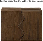 COSIEST Concrete Side Table, Set of 2 Rectangular Outdoor Side Tables, Decorative Garden Stools for Indoor Outdoor, Accent Table Patio Side Table Nesting End Table w Light Oak Colored Faux Wood