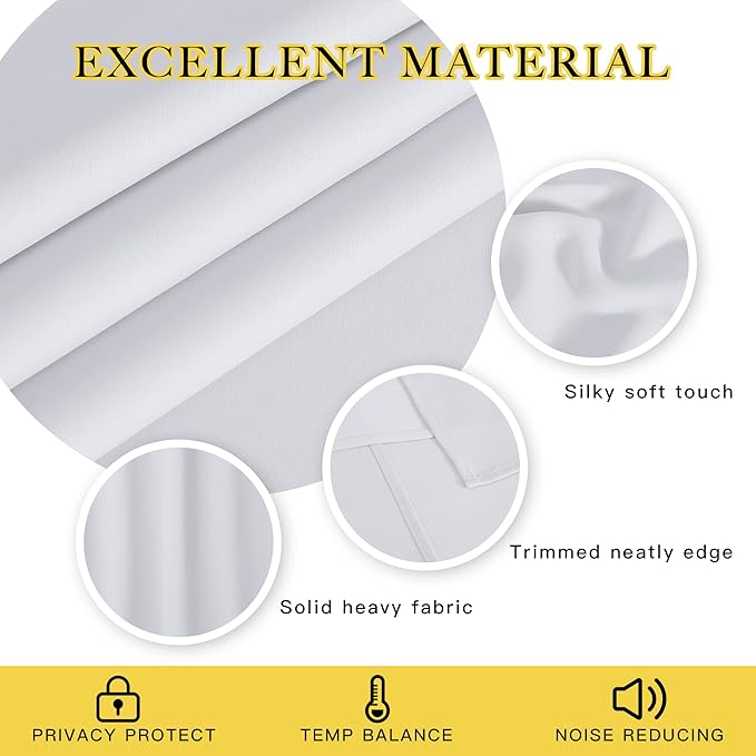 NICETOWN Greyish White Sliding Door Curtain 118 inch Length, Grommet Room Darkening Thermal Curtain Extra Long Sound Dampening for Living Room/Bedroom, W66 x L118, 1 Panel