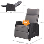 Grand patio Outdoor Reclining Chairs with Extended Footrest 2-Piece Adjustable WickerPatio Lounge Recliner up to 15 with Flip Side Table, Cool Grey