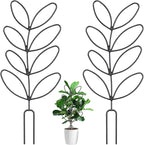2 Pcs Plant Trellis Indoor, Plant Support for Climbing, 12 Inch Small Plant Stakes for Indoor Plants, Trellis for Climbing Plants Garden Potted (Leaf Shape Black)