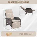 Zero Gravity Wicker Patio Recliner Chairs Set of 2 - Wicker Outdoor Lounge Chair with Adjustable Backrest & Footrest, All Weather Outdoor Reclining Chairs with Thick Cushion for Pool Deck Beige