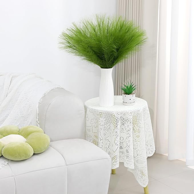 Faux Pampas Grass Stems 30 Pcs Green Silk and Paper Artificial Plants