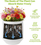 Plant Pots，Set of 2 Plastic Large Pots for Indoor Plants,Flower Pots Outdoor Planters with Drainage Hole and Seamless Saucer,(White 12Inches)