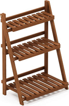 Furinno FG18452 Tioman Hardwood Patio Furniture Outdoor 3-Tier Flower Rack, Natural