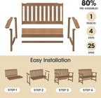Ciokea 49" Heavy Duty Outdoor Bench Set of 2, HDPE Weatherproof Garden Bench, 2-Person Memorial Benches with 660 Lbs, Waterproof Patio Porch Benches for Outside Business Deck Office Backyard, Teak