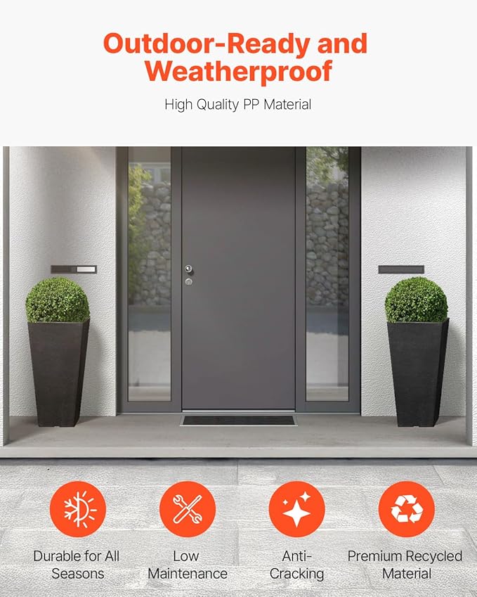VEVOR Set of 2 Tall Outdoor Planters 22inch, Large Planters for Outdoor Indoor Plants, Black Front Porch Planter Flower Tree Plant Pots with Modern Design and Built-in Drainage