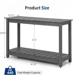 Outdoor Console Table, 47-Inch Grey Weatherproof HIPS Buffet with 2 Shelves