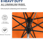 ABCCANOPY Durable Solar Led Patio Umbrellas with 32LED Lights 11FT (Orange)