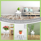 2PCS Samll Plant Stand Indoor/Outdoor for Plants,Wood White Planter Stands Holder Mid Century Pedestal Shelf,Sturdy Short Flower Rack Boho Short Plant Table 6.2"Tall Wooden Plants Stool for Garden